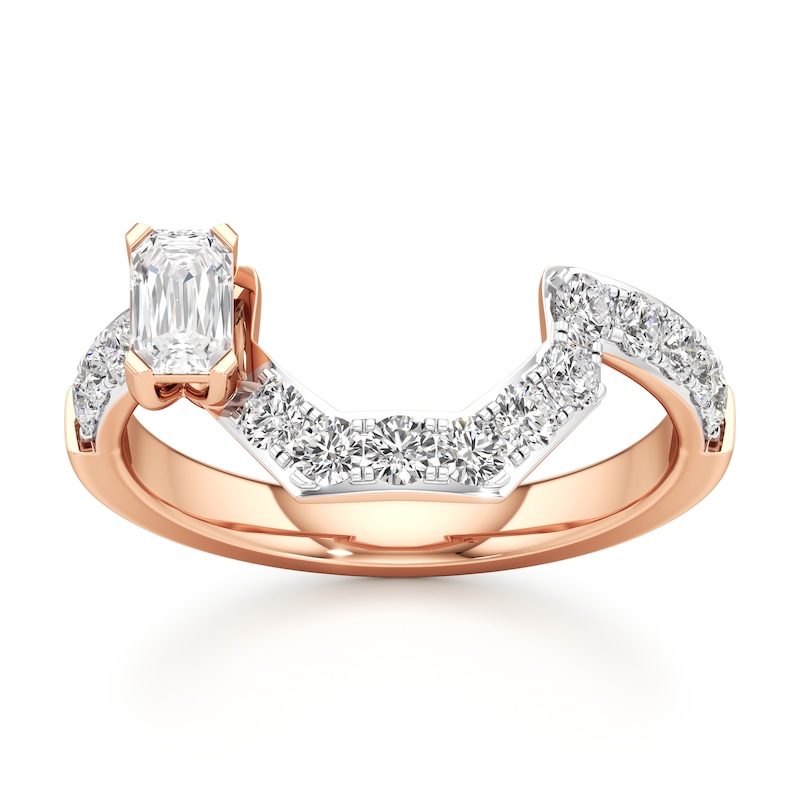 Main Image 1 of J'Lure Imperial-Emerald Step-Cut Lab-Grown Diamond Contour Wedding Band 7/8 ct tw 18K Rose Gold