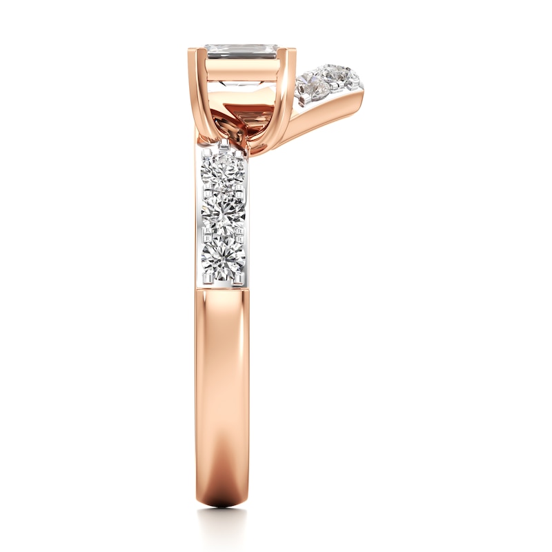 Main Image 3 of J'Lure Imperial-Emerald Step-Cut Lab-Grown Diamond Contour Wedding Band 7/8 ct tw 18K Rose Gold