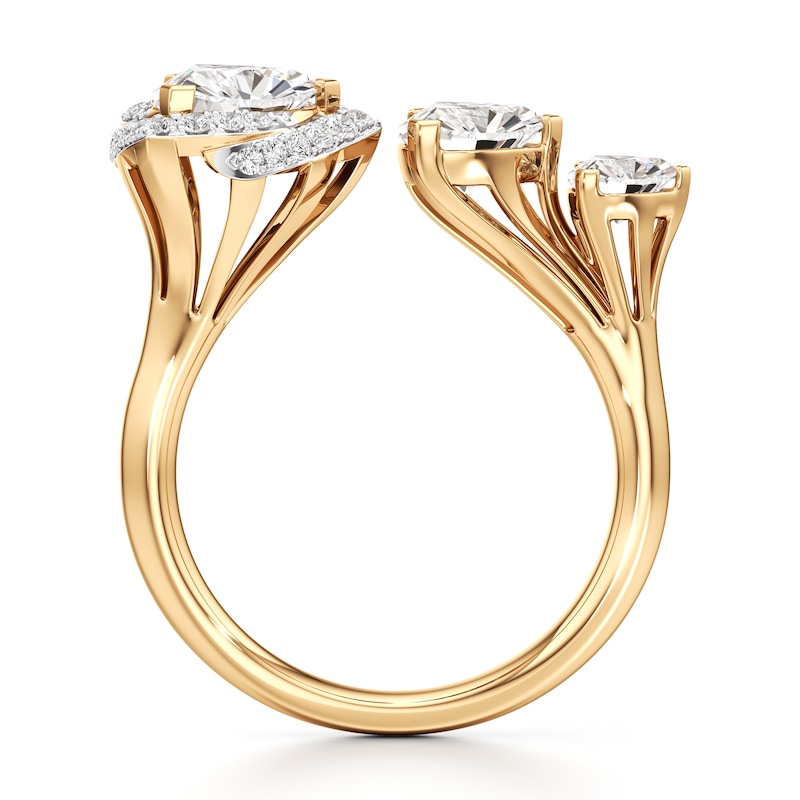 Main Image 2 of J'Lure Trillion Curved Brilliant-Cut Lab-Grown Diamond Engagement Ring 2-1/5 ct tw 18K Yellow Gold