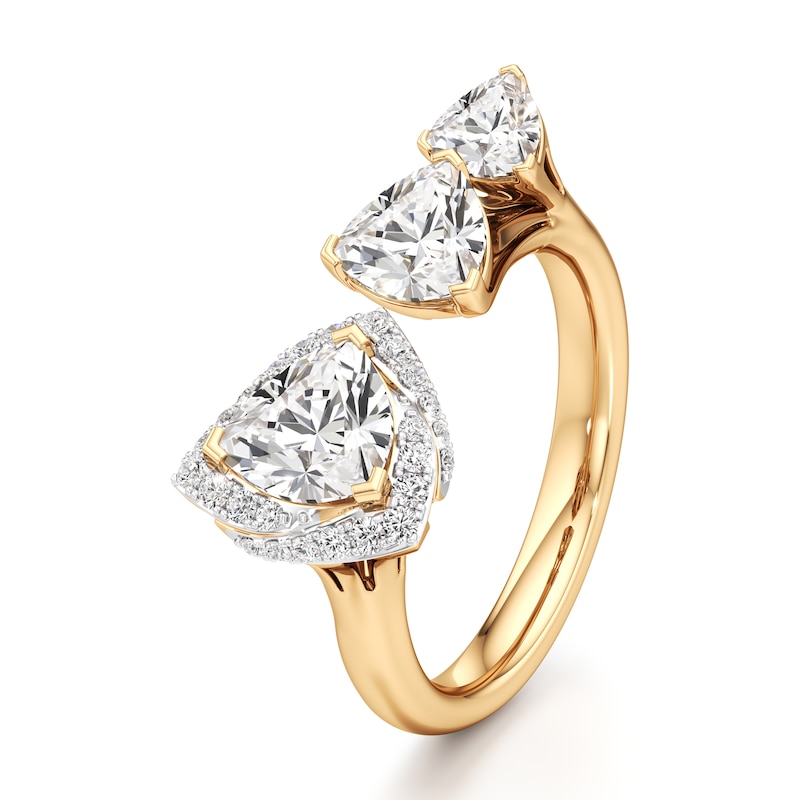 Main Image 4 of J'Lure Trillion Curved Brilliant-Cut Lab-Grown Diamond Engagement Ring 2-1/5 ct tw 18K Yellow Gold