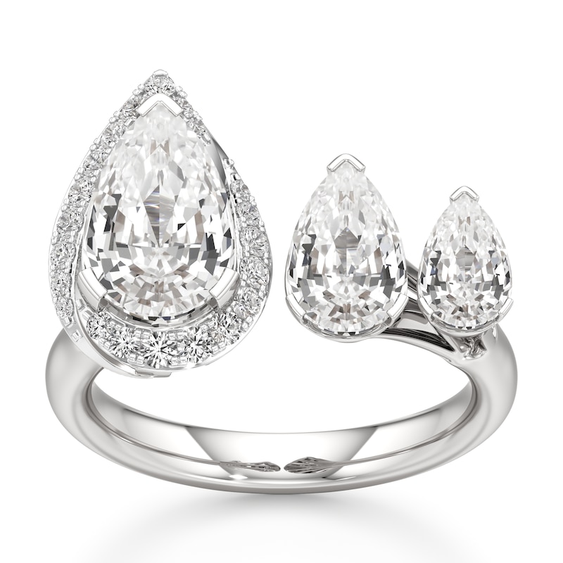 Main Image 1 of J'Lure Pear Step-Cut Lab-Grown Diamond Engagement Ring 3-5/8 ct tw 18K White Gold