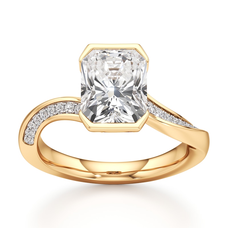 Main Image 1 of J'Lure Radiant Brilliant-Cut Lab-Grown Diamond Bypass Engagement Ring 3-1/4 ct tw 18K Yellow Gold