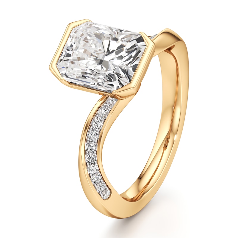 Main Image 4 of J'Lure Radiant Brilliant-Cut Lab-Grown Diamond Bypass Engagement Ring 3-1/4 ct tw 18K Yellow Gold