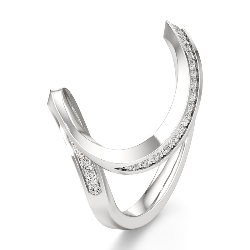 Main Image 4 of J'Lure Lab-Grown Diamond Contour Wedding Band 1/6 ct tw 18K White Gold