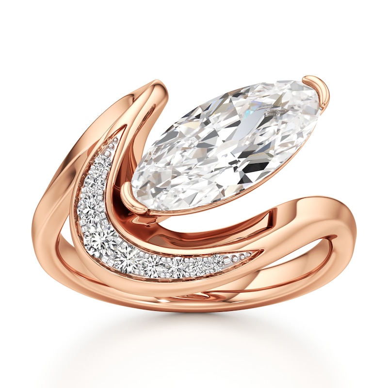 Main Image 1 of J'Lure Moval Old-Cut Lab-Grown Diamond Engagement Ring 2 ct tw 18K Rose Gold