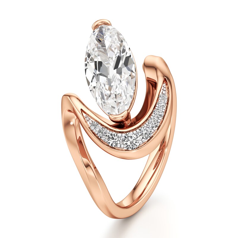 Main Image 4 of J'Lure Moval Old-Cut Lab-Grown Diamond Engagement Ring 2 ct tw 18K Rose Gold