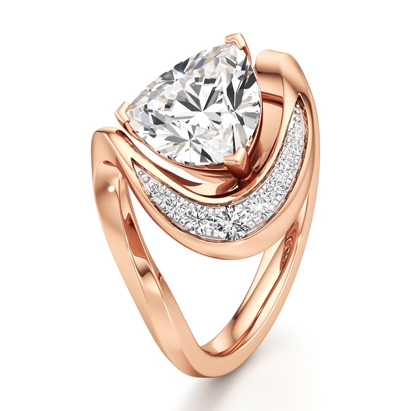 Main Image 4 of J'Lure Trillion Curved Brilliant-Cut Lab-Grown Diamond Engagement Ring 3 ct tw 18K Rose Gold