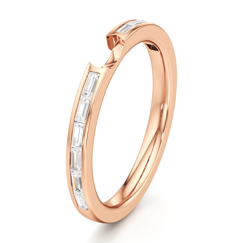 Main Image 4 of J'Lure Baguette-Cut Lab-Grown Diamond Contour Wedding Band 3/8 ct tw 18K Rose Gold