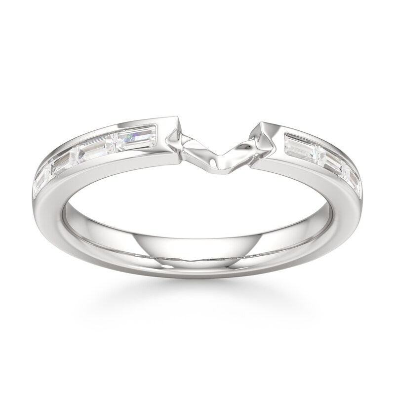 Main Image 1 of J'Lure Baguette-Cut Lab-Created Diamond Contour Wedding Band 1/3 ct tw 18K White Gold