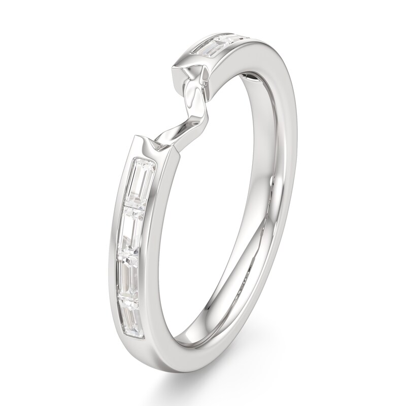 Main Image 4 of J'Lure Baguette-Cut Lab-Created Diamond Contour Wedding Band 1/3 ct tw 18K White Gold