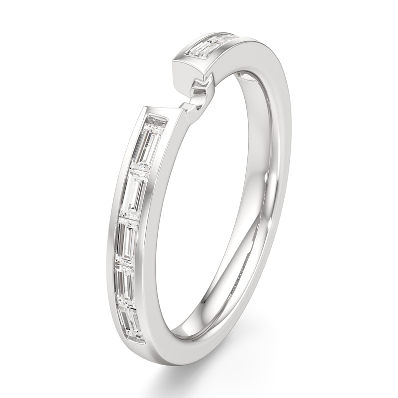 Main Image 4 of J'Lure Baguette-Cut Lab-Grown Diamond Contour Wedding Band 1/3 ct tw 18K White Gold