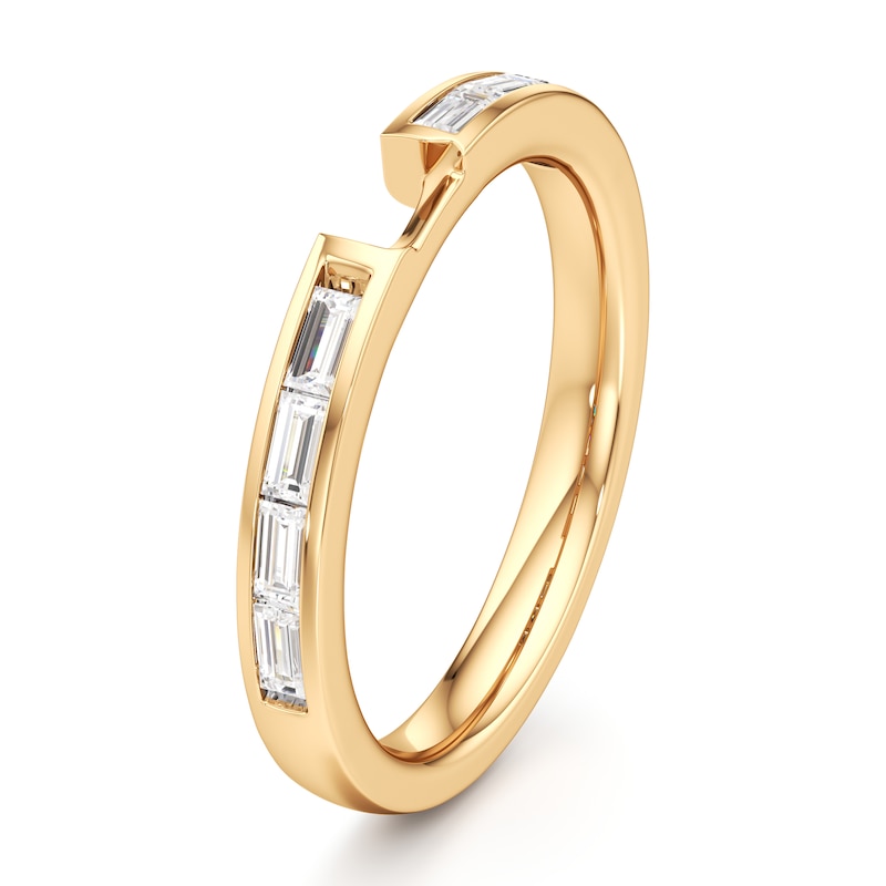 Main Image 4 of J'Lure Baguette-Cut Lab-Grown Diamond Contour Wedding Band 1/3 ct tw 18K Yellow Gold