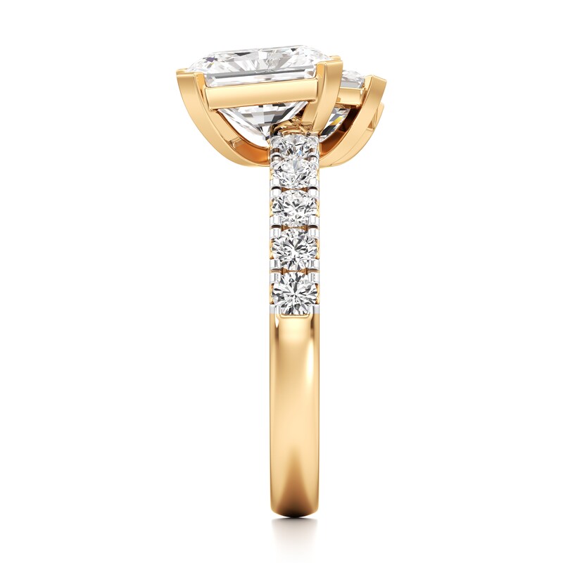 Main Image 3 of J'Lure Radiant Brilliant-Cut Two-Stone Lab-Created Diamond Engagement Ring 3-3/8 ct tw 18K Yellow Gold