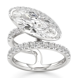 J'Lure Moval Old-Cut Lab-Grown Diamond Spiral Engagement Ring 3-7/8 ct tw 18K White Gold