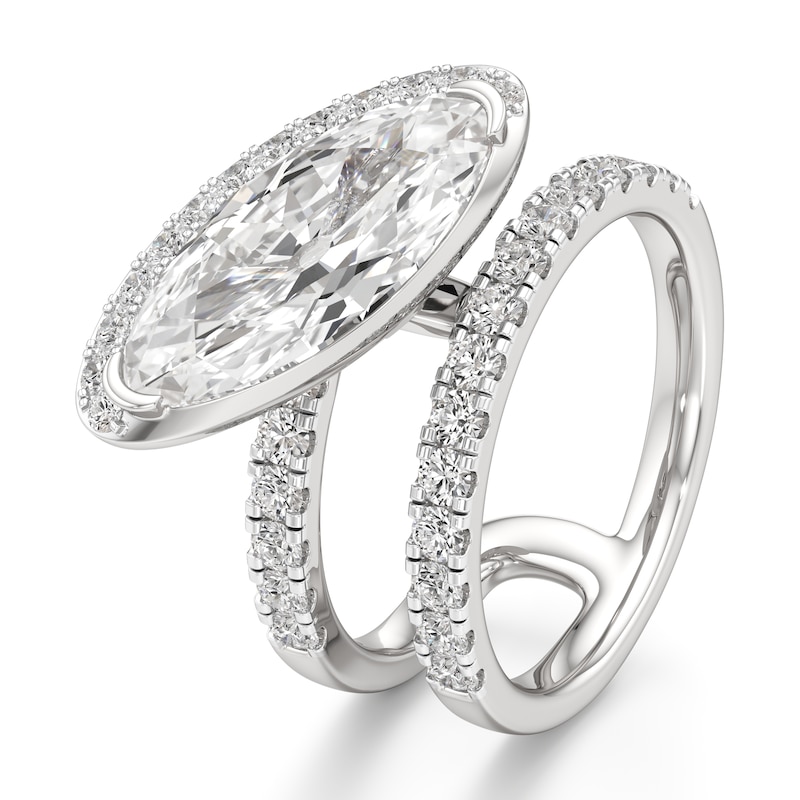 Main Image 4 of J'Lure Moval Old-Cut Lab-Grown Diamond Spiral Engagement Ring 3-7/8 ct tw 18K White Gold