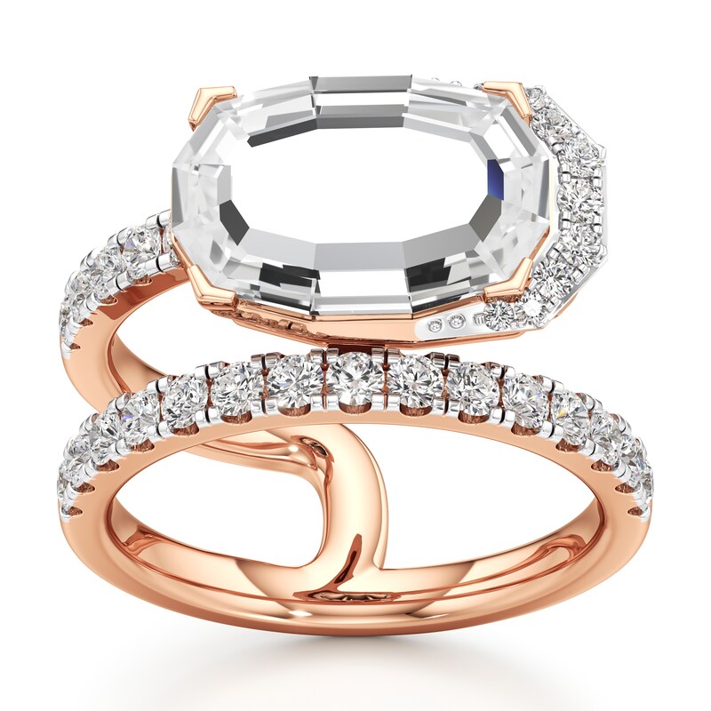 Main Image 1 of J'Lure Oval Portrait-Cut Lab-Grown Diamond Spiral Engagement Ring 3-5/8 ct tw 18K Rose Gold