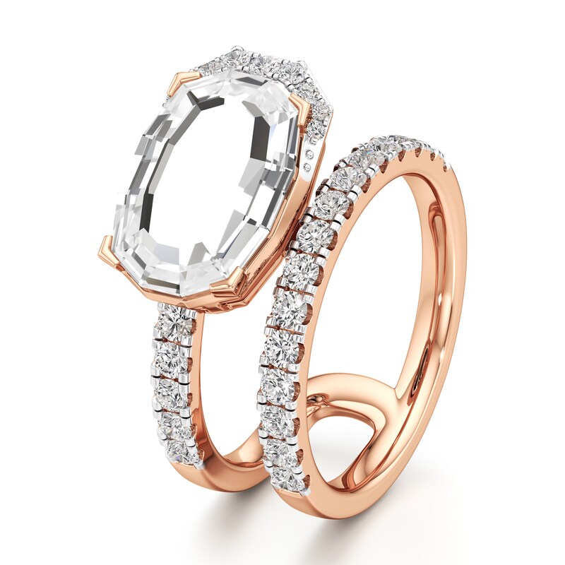 Main Image 4 of J'Lure Oval Portrait-Cut Lab-Grown Diamond Spiral Engagement Ring 3-5/8 ct tw 18K Rose Gold