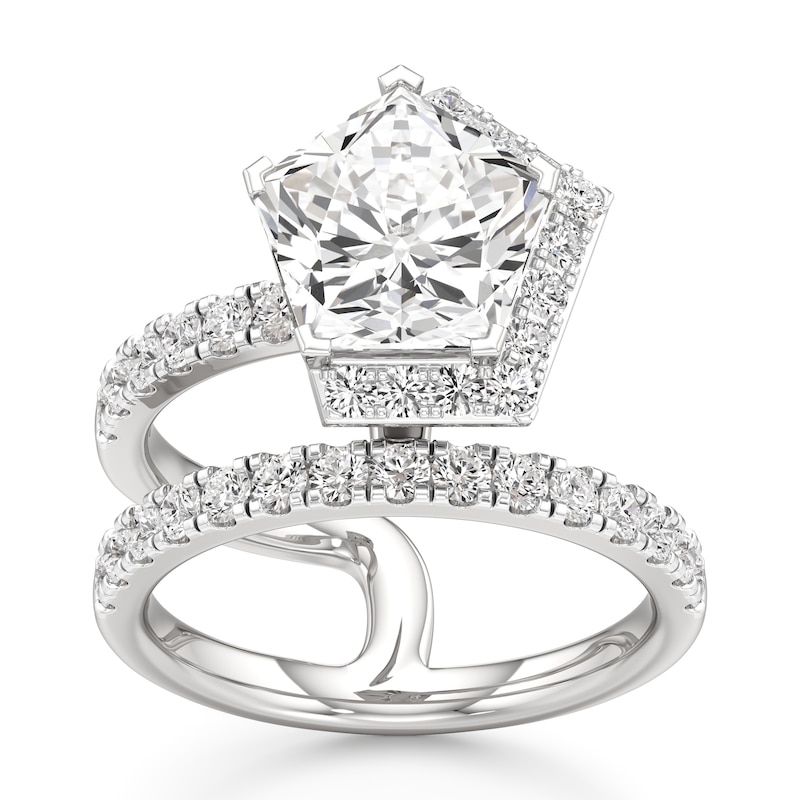 Main Image 1 of J'Lure Pentagon Brilliant-Cut Lab-Grown Diamond Spiral Engagement Ring 3-7/8 ct tw 18K White Gold