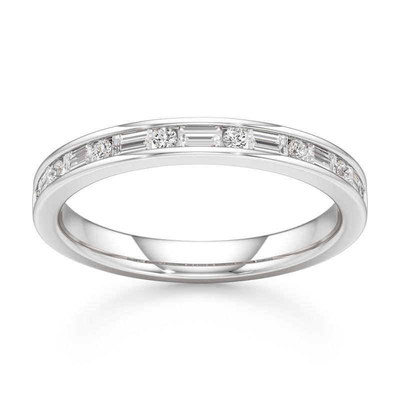 Main Image 1 of J'Lure Baguette & Round-Cut Lab-Grown Diamond Wedding Band 3/8 ct tw 18K White Gold
