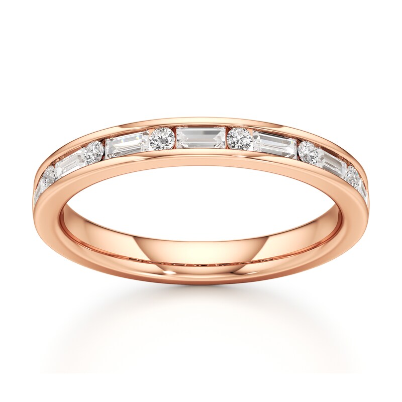 Main Image 1 of J'Lure Baguette & Round-Cut Lab-Grown Diamond Wedding Band 3/8 ct tw 18K Rose Gold