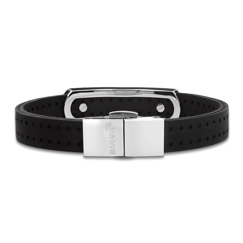 Main Image 3 of Baraka Men's Rubber Strap Bracelet with Stainless Steel, Carbon Fiber & 18K Yellow Gold 7.75"