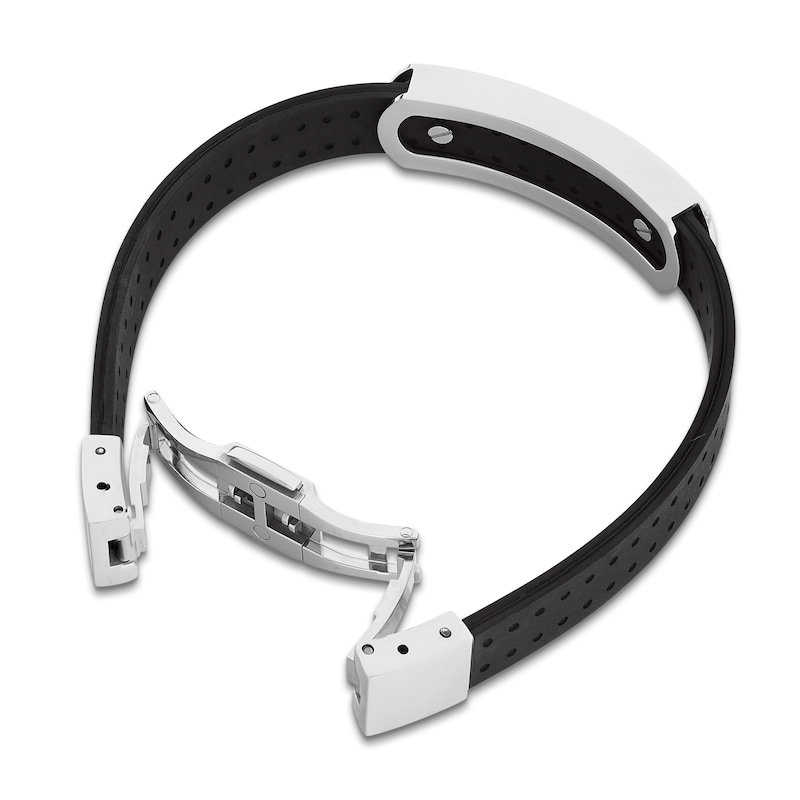 Main Image 4 of Baraka Men's Rubber Strap Bracelet with Stainless Steel, Carbon Fiber & 18K Yellow Gold 7.75"