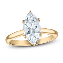 Marquise-Cut Lab-Grown Diamond Solitaire Plus Engagement Ring 2 ct tw 14K Yellow Gold (VS2/F)