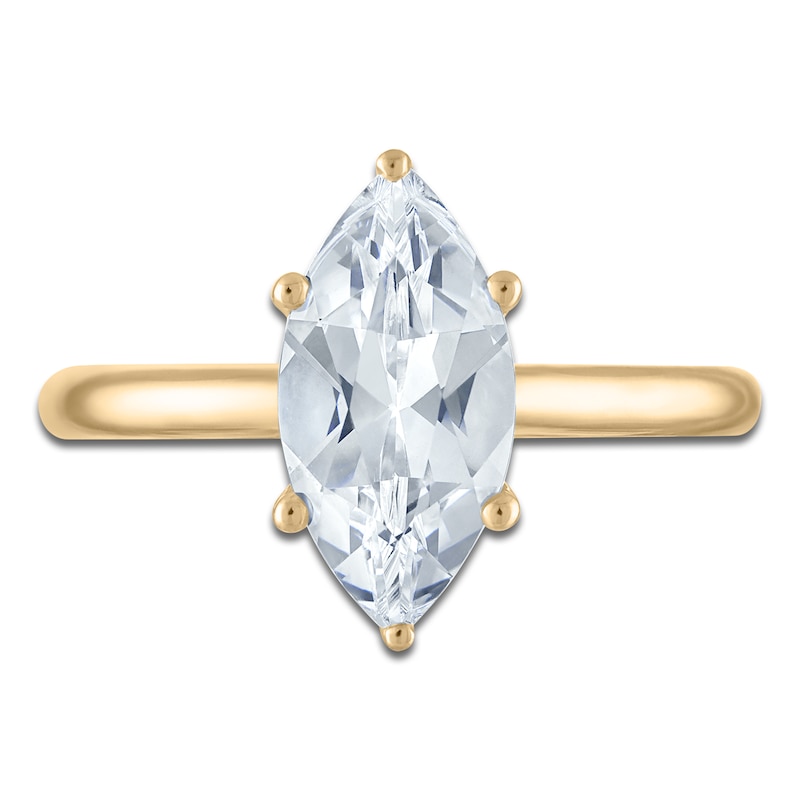 Main Image 3 of Marquise-Cut Lab-Grown Diamond Solitaire Plus Engagement Ring 2 ct tw 14K Yellow Gold (VS2/F)