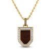 Thumbnail Image 1 of 1933 by Esquire Men's Natural Tiger's Eye Quartz & Diamond Necklace 1/4 ct tw 14K Yellow Gold-Plated Sterling Silver 22"