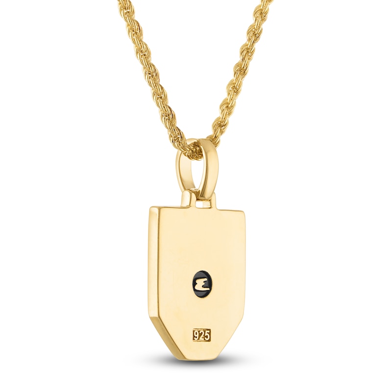 Main Image 3 of 1933 by Esquire Men's Natural Tiger's Eye Quartz & Diamond Necklace 1/4 ct tw 14K Yellow Gold-Plated Sterling Silver 22"