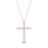 Thumbnail Image 1 of Lab-Grown Diamond Cross Necklace 2 ct tw 14K Rose Gold 18"