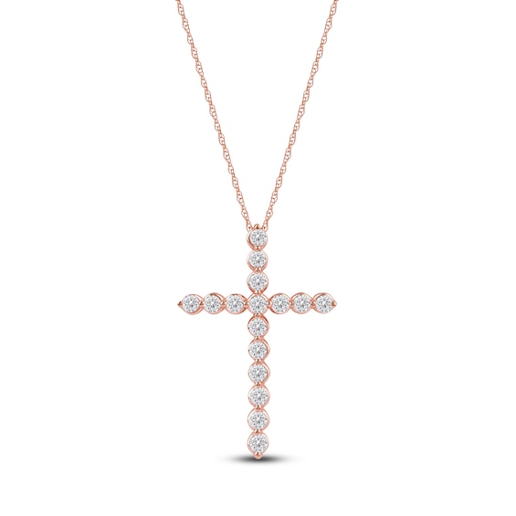 Jared Signature Lab-Grown Diamond Cross Necklace 2 ct tw 14K Rose Gold 18"