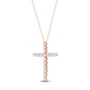 Thumbnail Image 2 of Lab-Grown Diamond Cross Necklace 2 ct tw 14K Rose Gold 18"