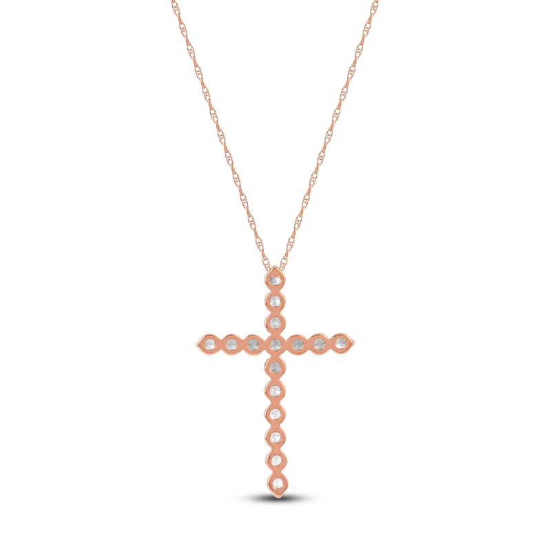 Main Image 3 of Lab-Grown Diamond Cross Necklace 2 ct tw 14K Rose Gold 18"