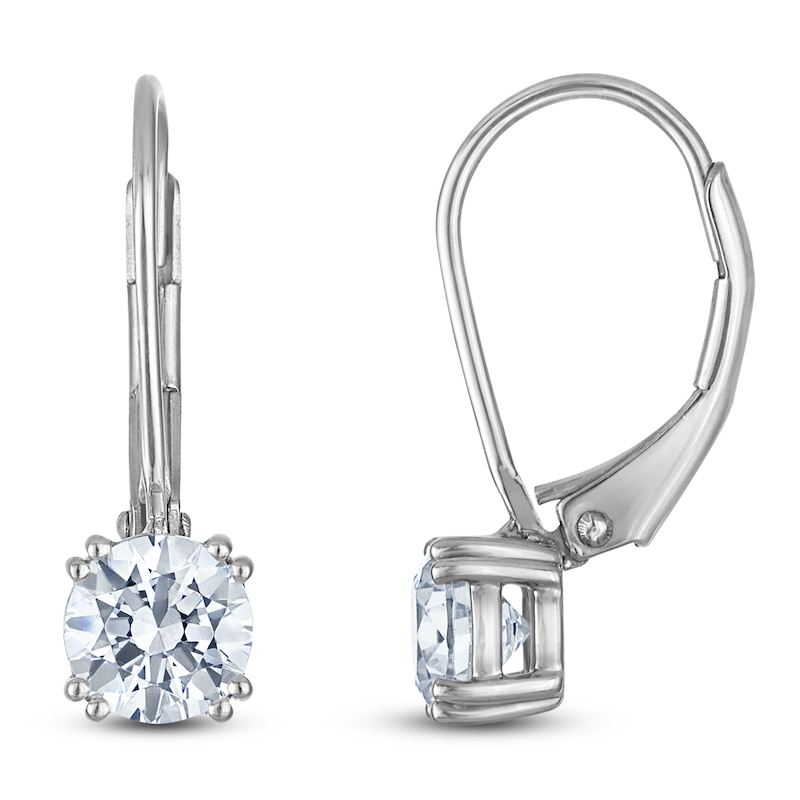 Main Image 1 of Round-Cut Lab-Grown Diamond Solitaire Drop Earrings 1-1/2 ct tw 14K White Gold (SI2/F)