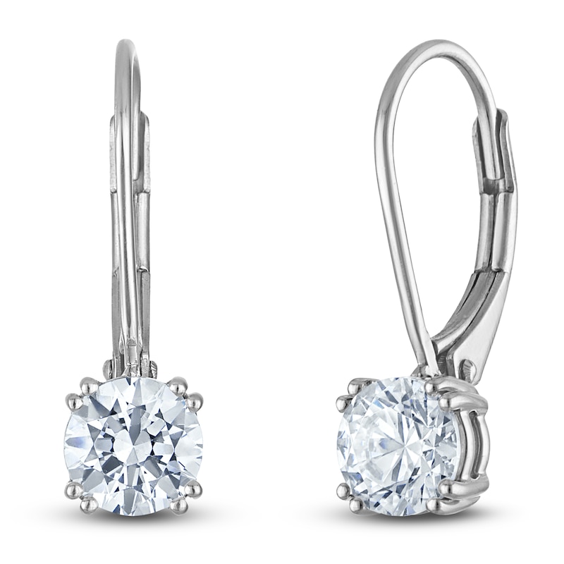Main Image 2 of Round-Cut Lab-Grown Diamond Solitaire Drop Earrings 1-1/2 ct tw 14K White Gold (SI2/F)