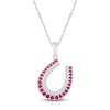 Thumbnail Image 1 of Lab-Created Ruby & White Lab-Created Sapphire Horseshoe Necklace 10K White Gold 18"