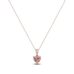 Heart-Shaped Natural Morganite & Diamond Accent Necklace 10K Rose Gold 18"