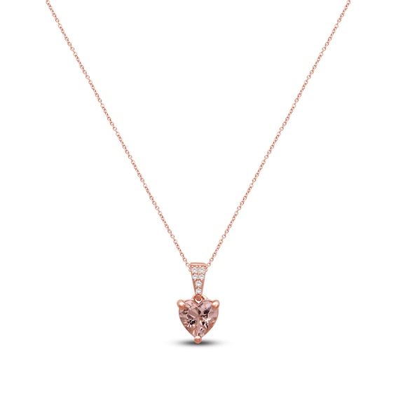 Heart-Shaped Natural Morganite & Diamond Accent Necklace 10K Rose Gold 18"