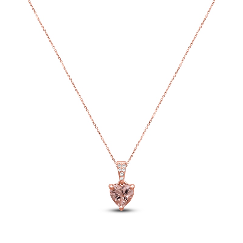 Main Image 1 of Heart-Shaped Natural Morganite & Diamond Accent Necklace 10K Rose Gold 18"