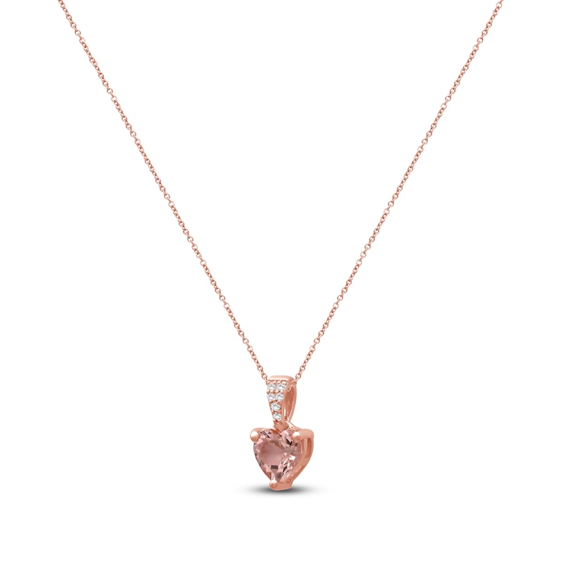 Main Image 2 of Heart-Shaped Natural Morganite & Diamond Accent Necklace 10K Rose Gold 18"