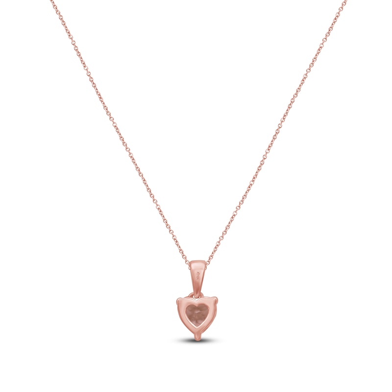 Main Image 4 of Heart-Shaped Natural Morganite & Diamond Accent Necklace 10K Rose Gold 18"