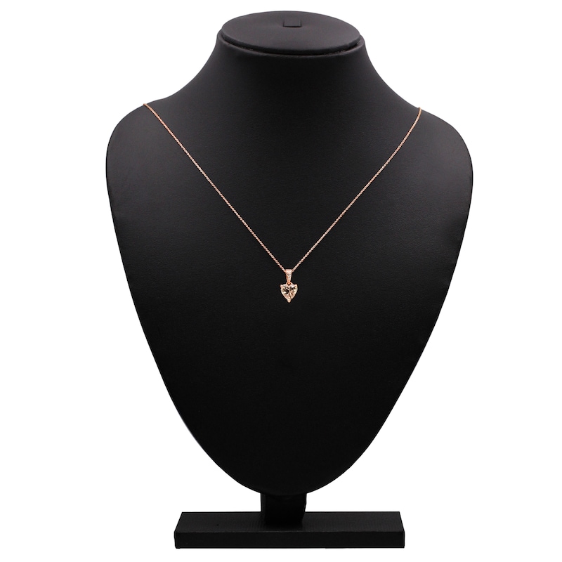 Main Image 5 of Heart-Shaped Natural Morganite & Diamond Accent Necklace 10K Rose Gold 18"