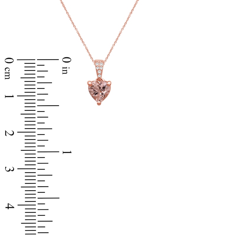 Main Image 6 of Heart-Shaped Natural Morganite & Diamond Accent Necklace 10K Rose Gold 18"