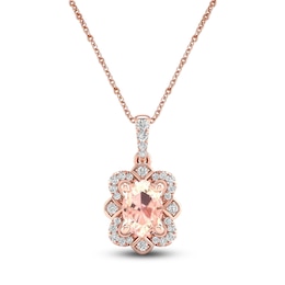 Morganite Necklace 1/10 ct tw Diamonds 10K Rose Gold