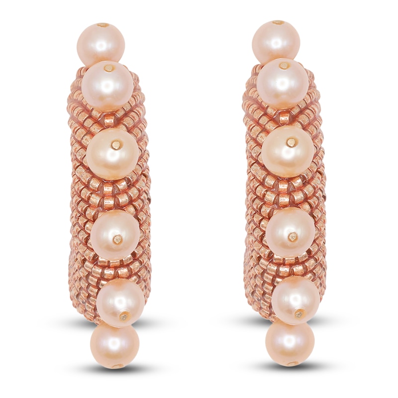 Main Image 3 of Susana Vega Solito Pearled Hoop Earrings with Burnt Gold Glass Beads