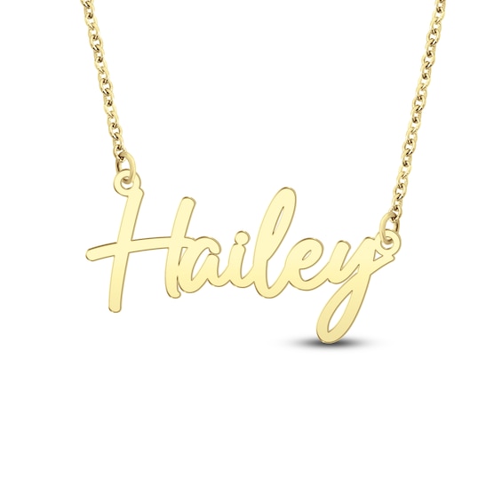 Script Nameplate Necklace 10K Yellow Gold 18"