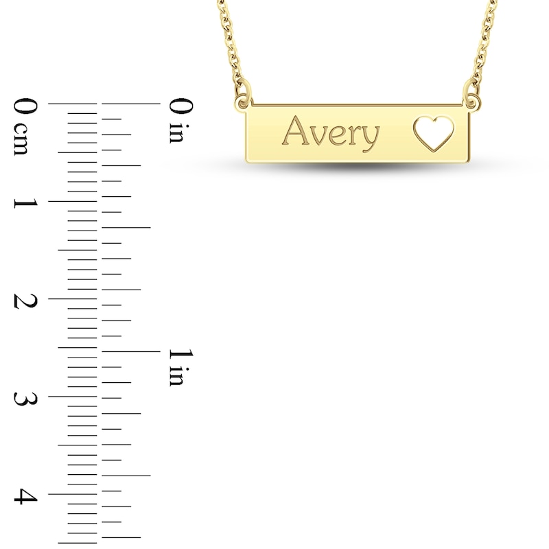 Main Image 4 of Engravable Name Bar Necklace with Heart Cutout 14K Yellow Gold 18"