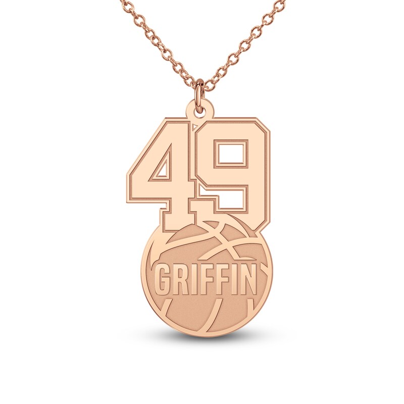Main Image 2 of Engravable Sports Number Necklace 14K Rose Gold-Plated Sterling Silver 18"