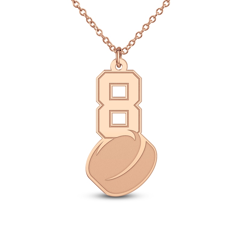Main Image 4 of Engravable Sports Number Necklace 14K Rose Gold-Plated Sterling Silver 18"